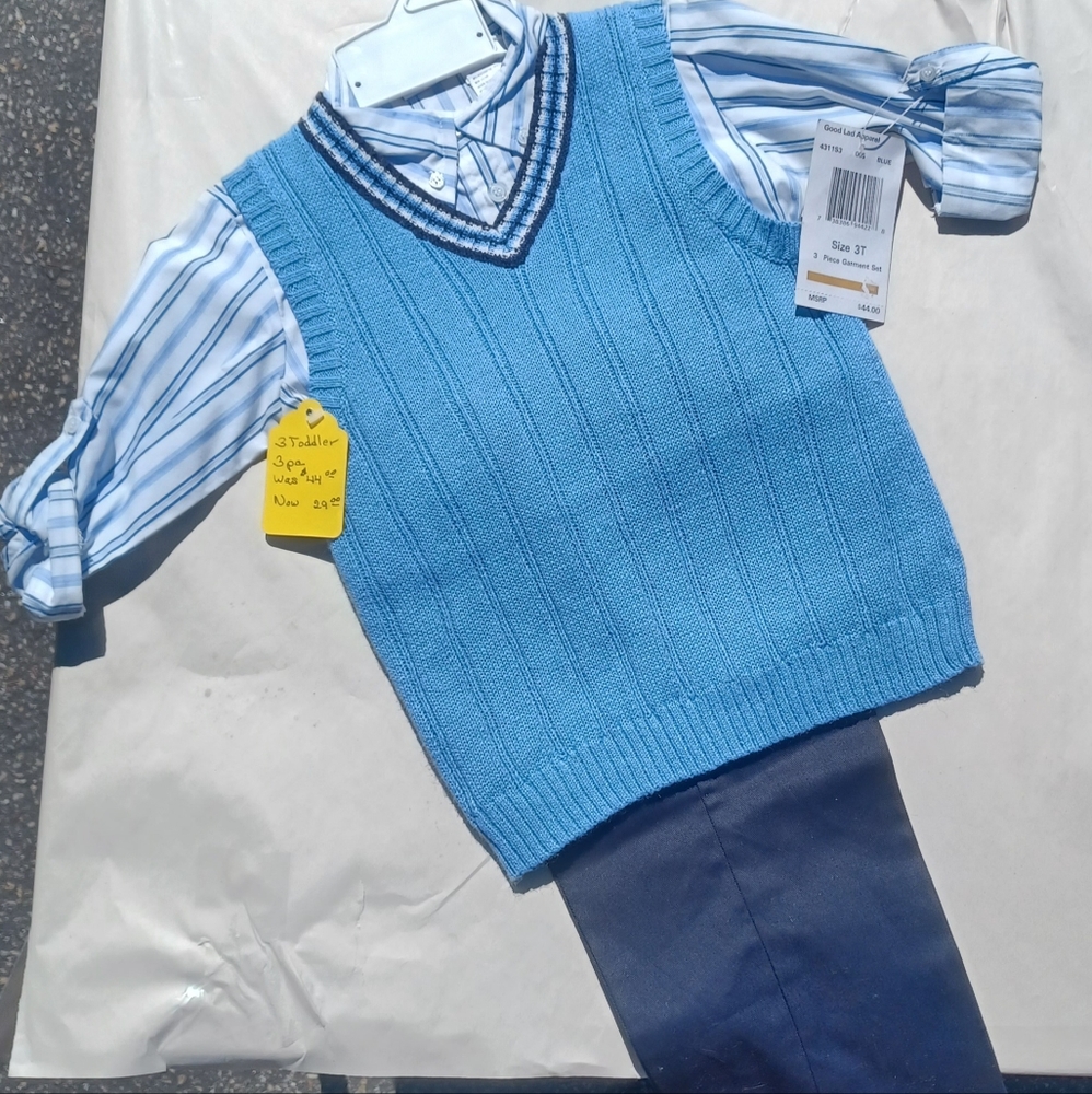 Good Lad, big boys three piece set, button shirt, pants, vest, 3 Toddler